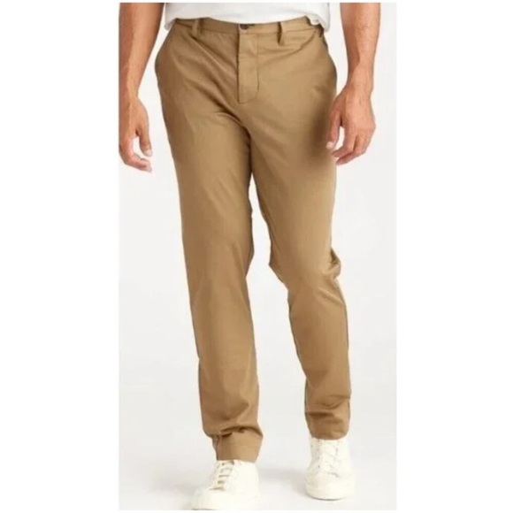 Quince Mens Brown Recycled Comfort Tech Slim Fit Chino Pants Size 32x34 - Picture 1 of 10